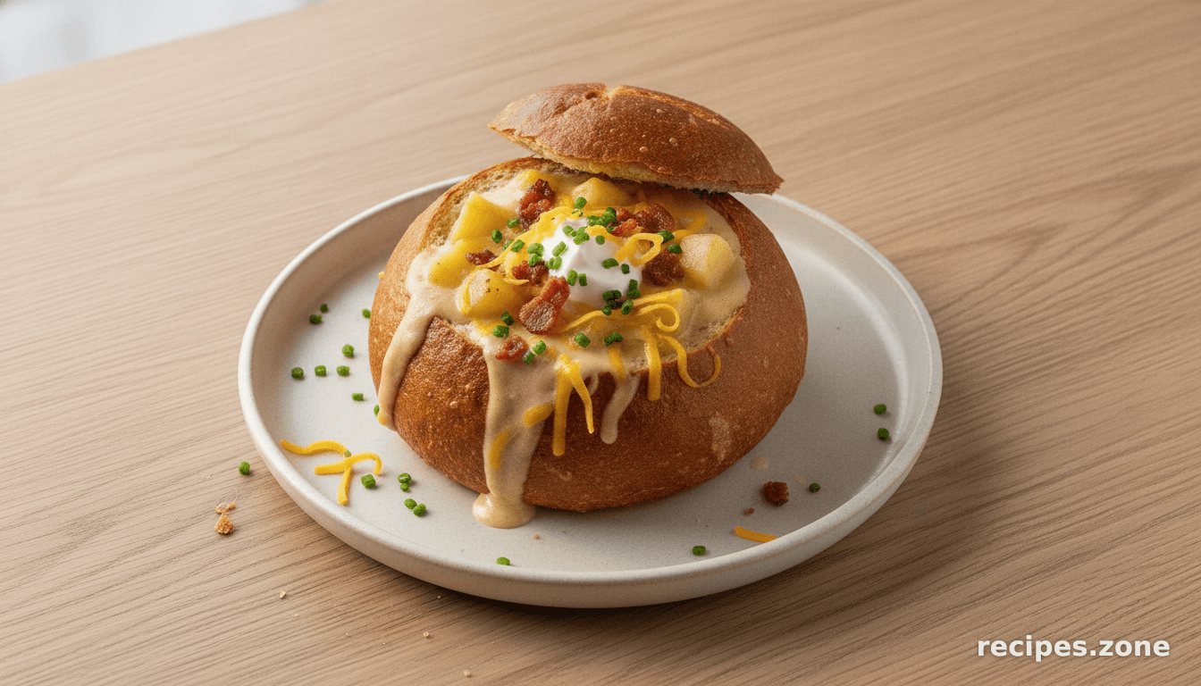 Best Potato Cheese Soup in a bread bowl