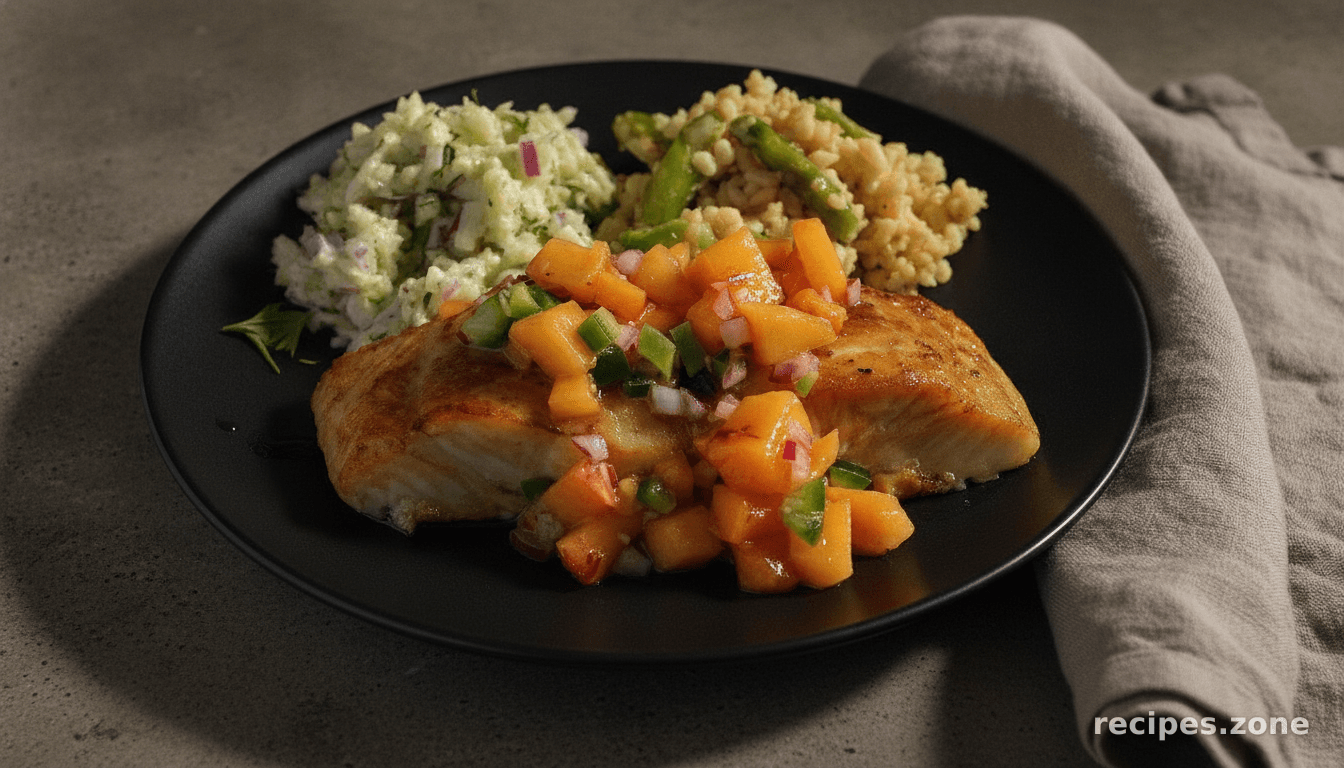 Soy Ginger Glazed Halibut with Ginger Peach Relish