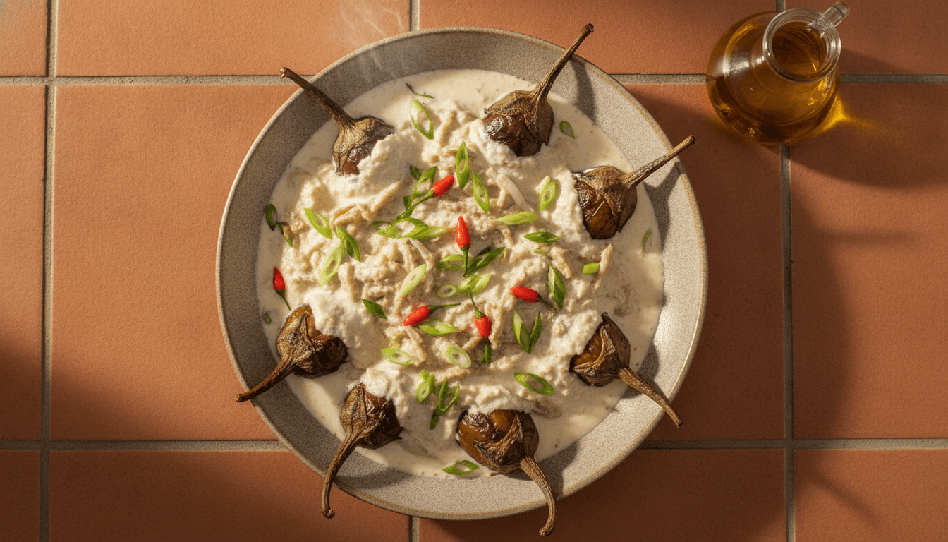 Grilled eggplant with coconut milk
