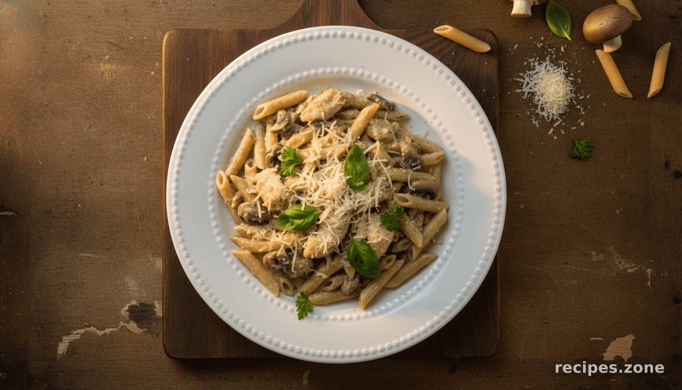 Penne Pasta With Chicken And Mushrooms