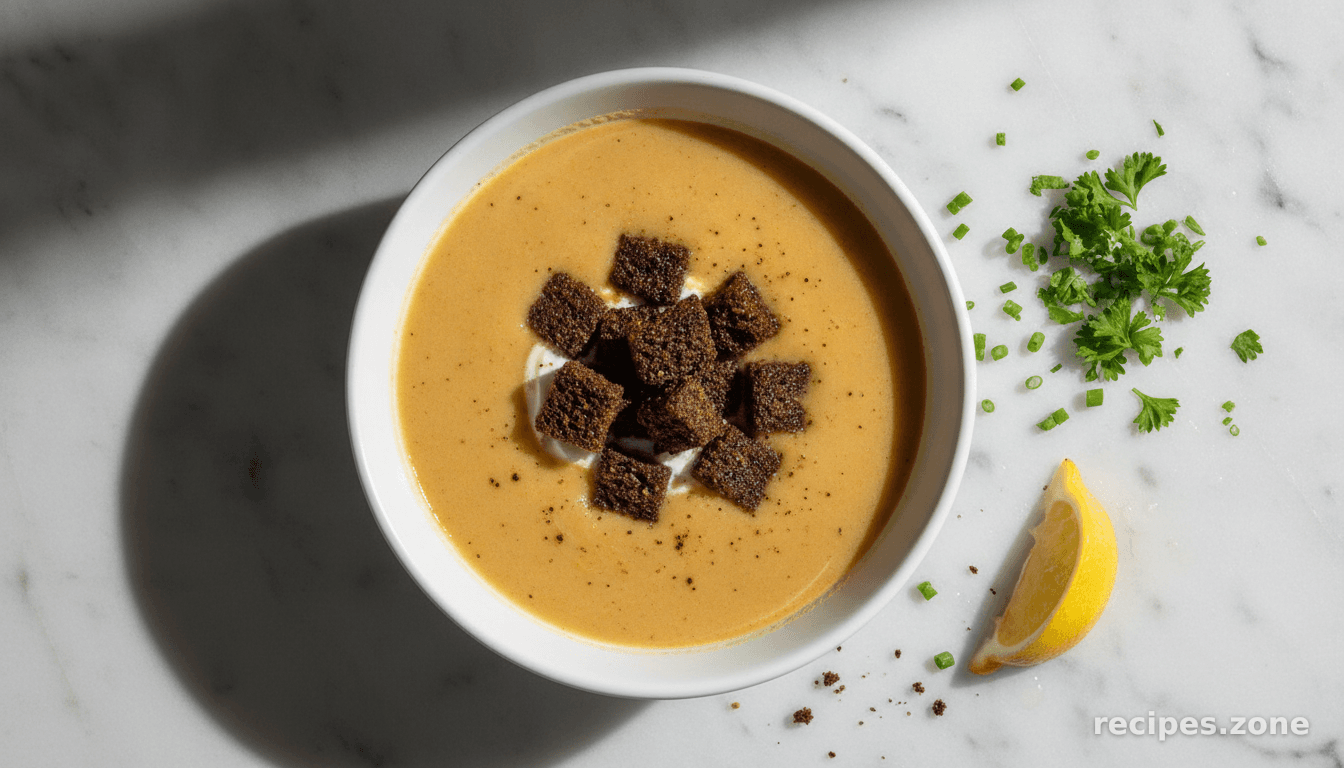 Spicy Cauliflower Soup With Garlic Rye Croutons