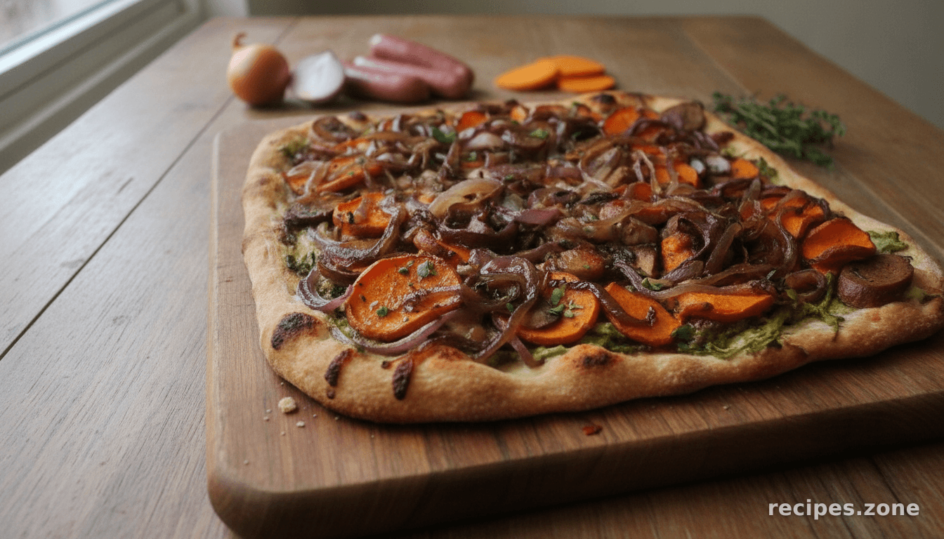 Sweet Potato, Sausage and Caramelized Onion Pizza