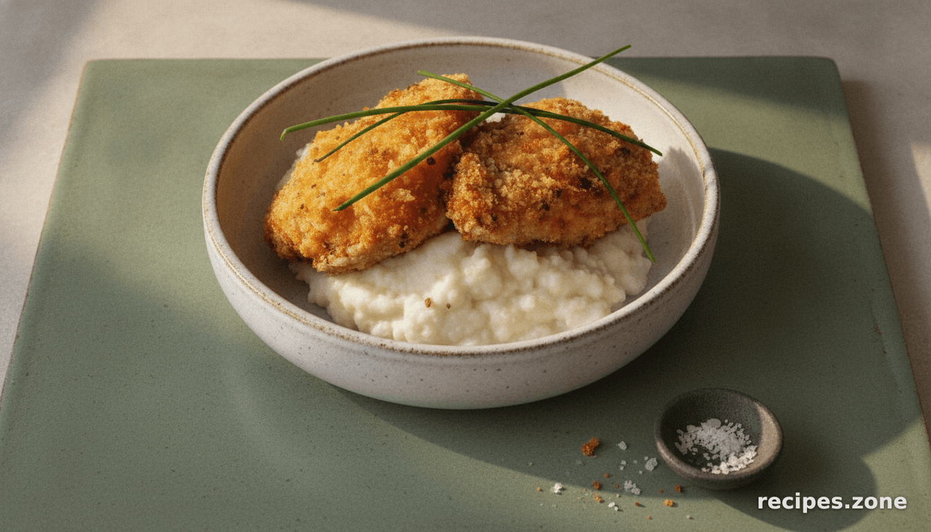 Baked Fried Chicken With Cauliflower Mash
