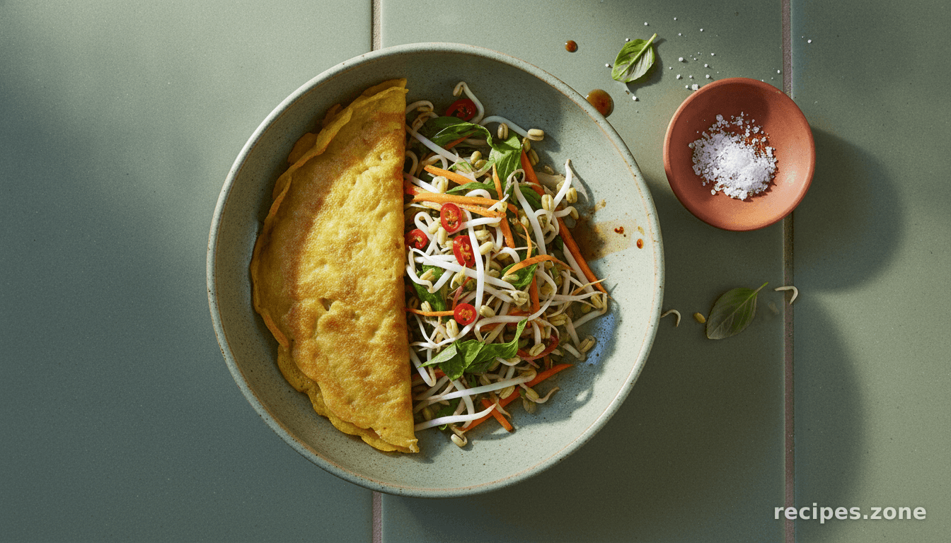 Vietnamese Pancakes with Vegetables, Herbs and a Fragrant Dipping Sauce (Bánh Xèo)