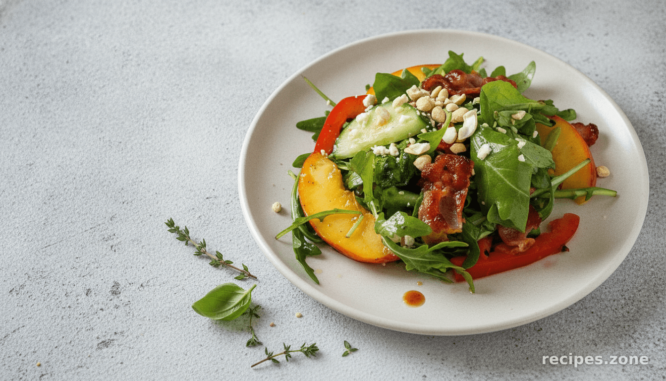 Green Salad with Bacon and Peaches
