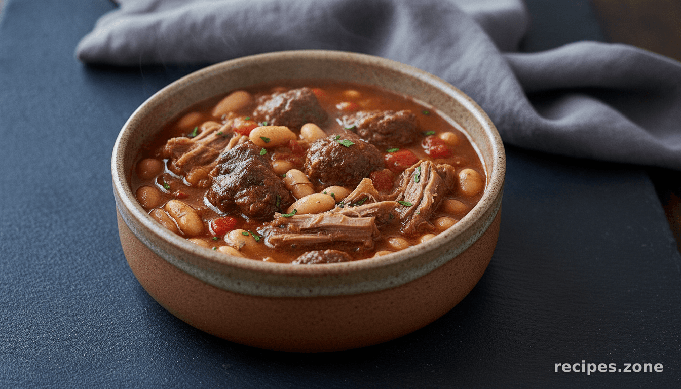 Spanish-style slow-cooked lamb shoulder & beans