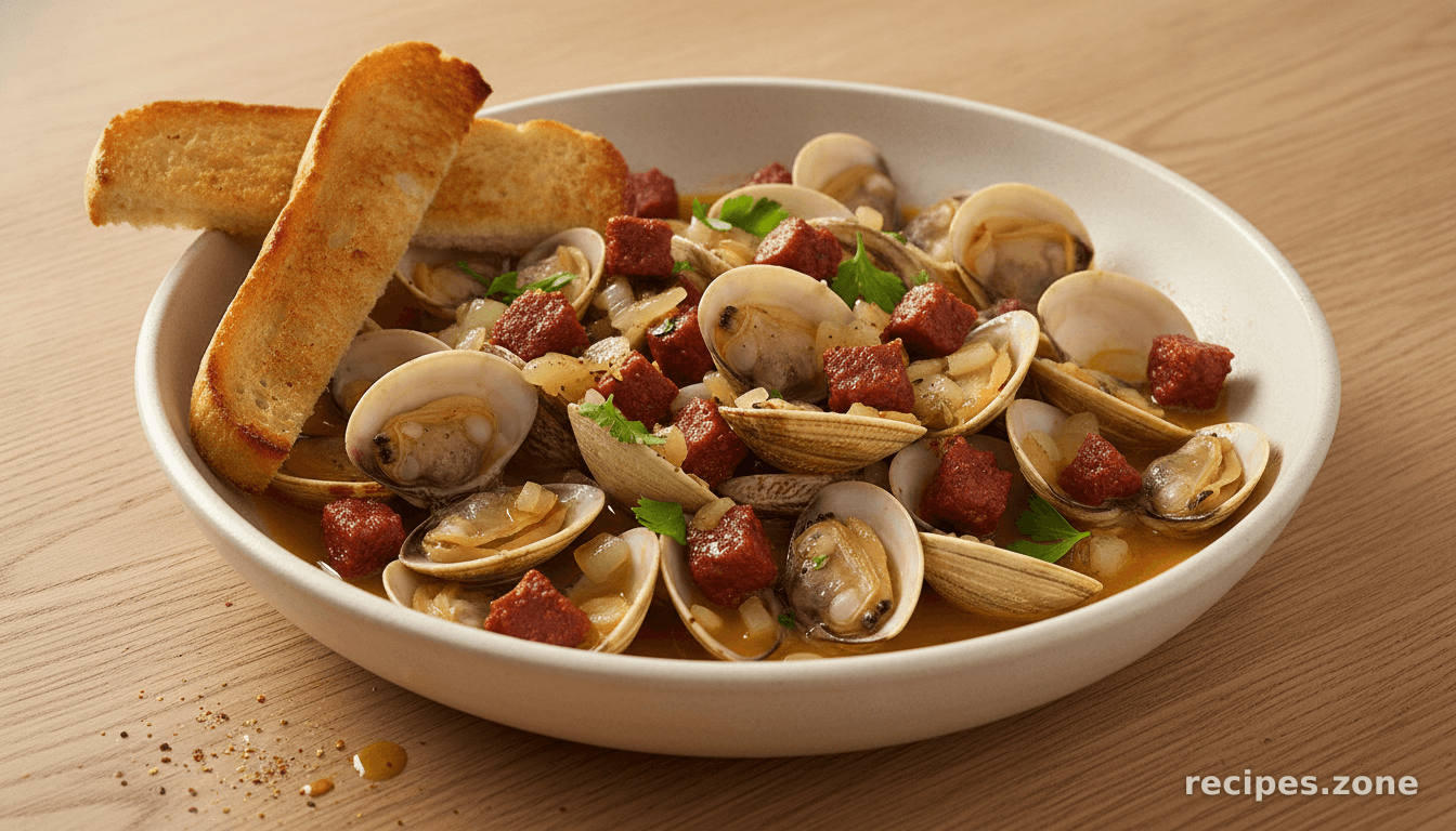 Steamed Clams In Wine and Chorizo
