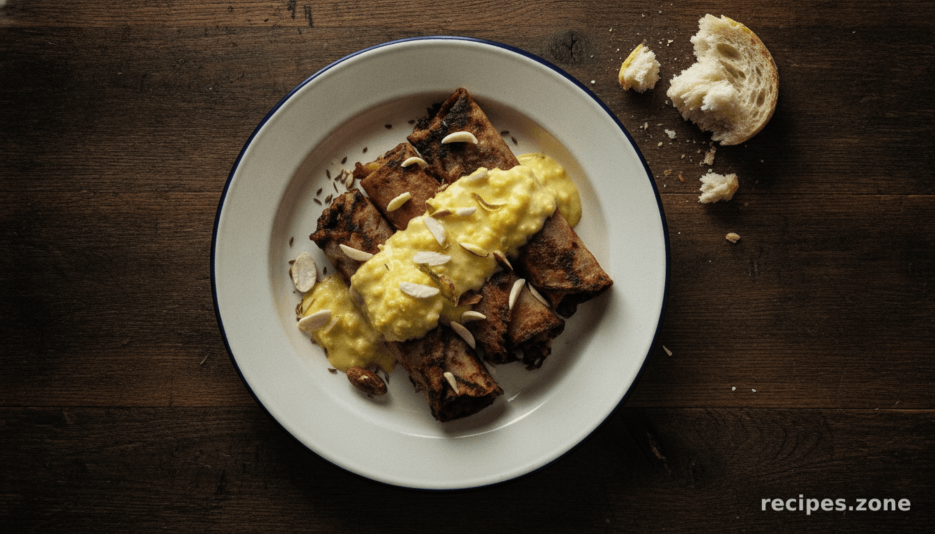SAFFRON INFUSED RICE PUDDING WITH SWEETENED WHOLE WHEAT PANCAKES