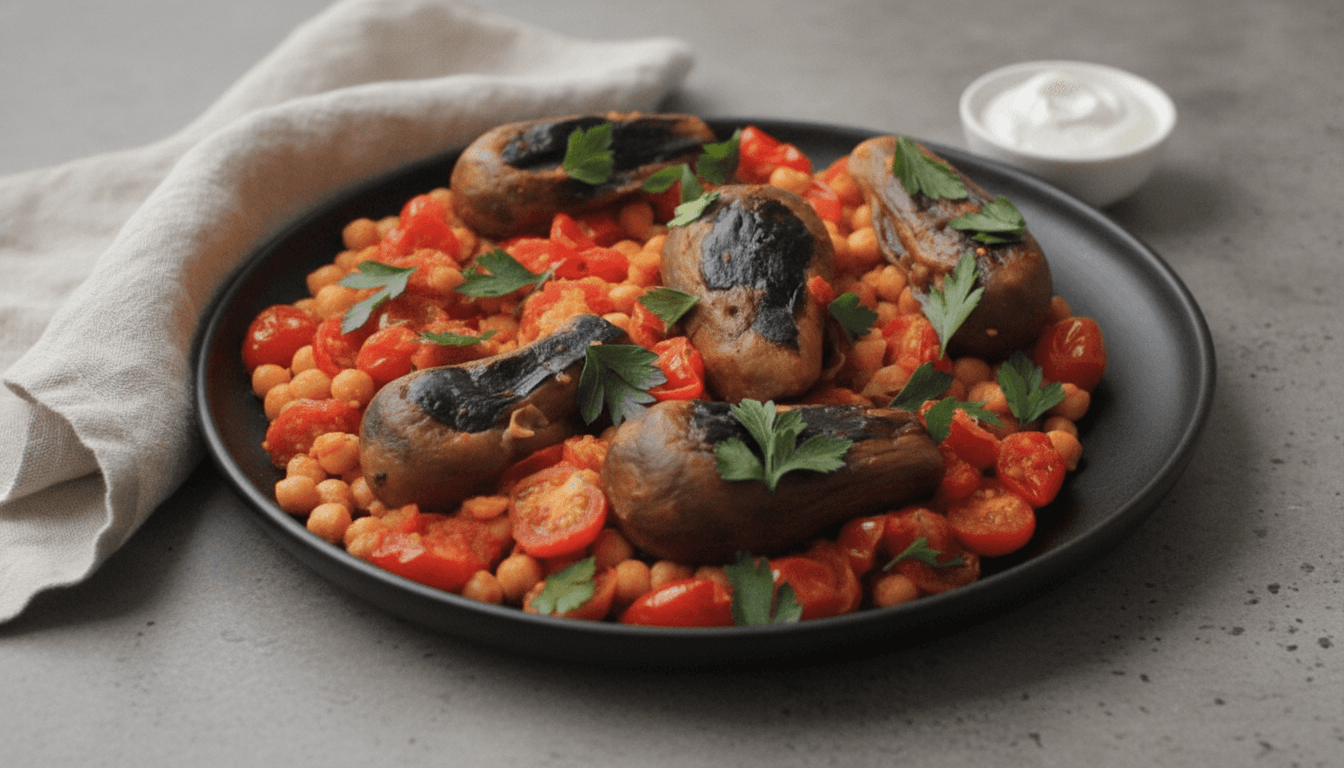 Stovetop Eggplant With Harissa, Chickpeas, and Cumin Yogurt