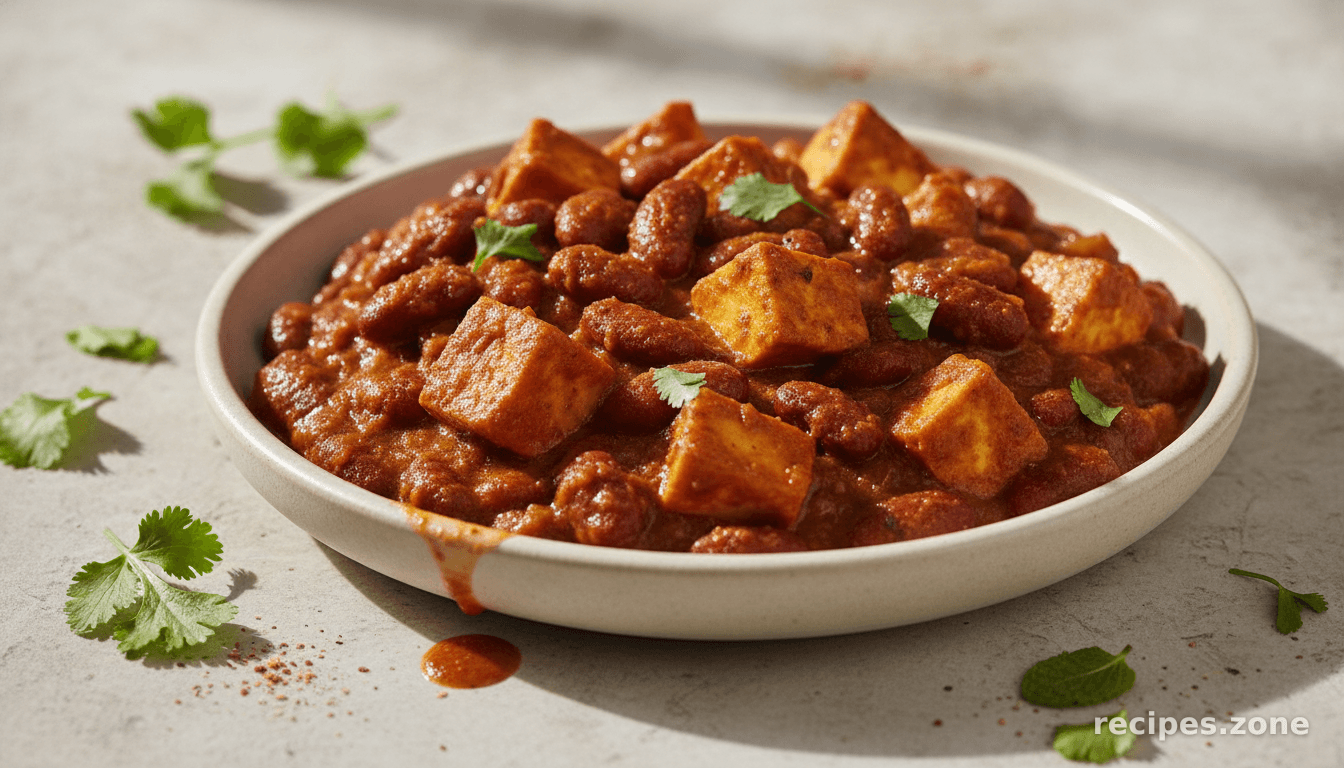 Curried Red Kidney Beans with Paneer (Paneer Rajma)