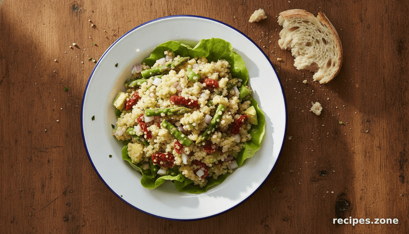 Quinoa Salad With Avocado, Asparagus and Sun Dried Tomatoes