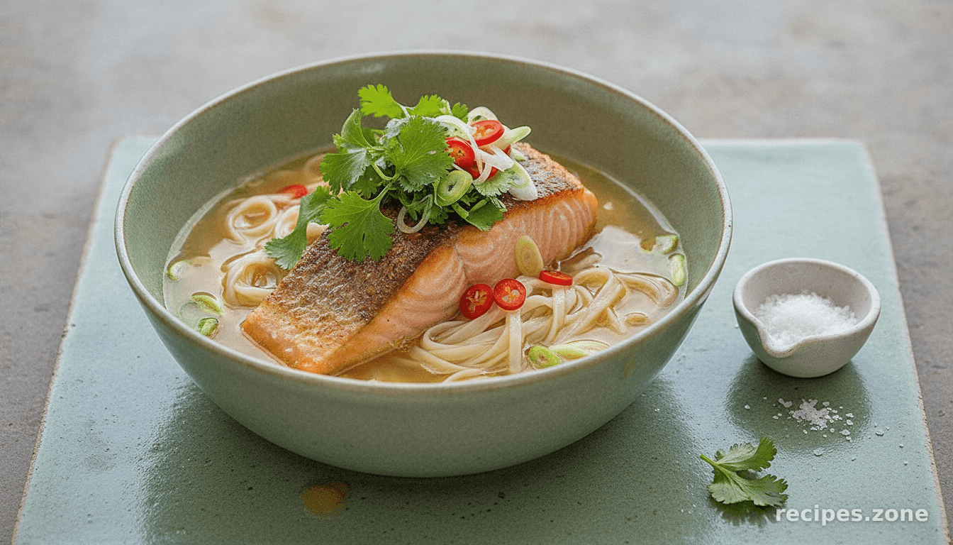 Salmon noodle soup