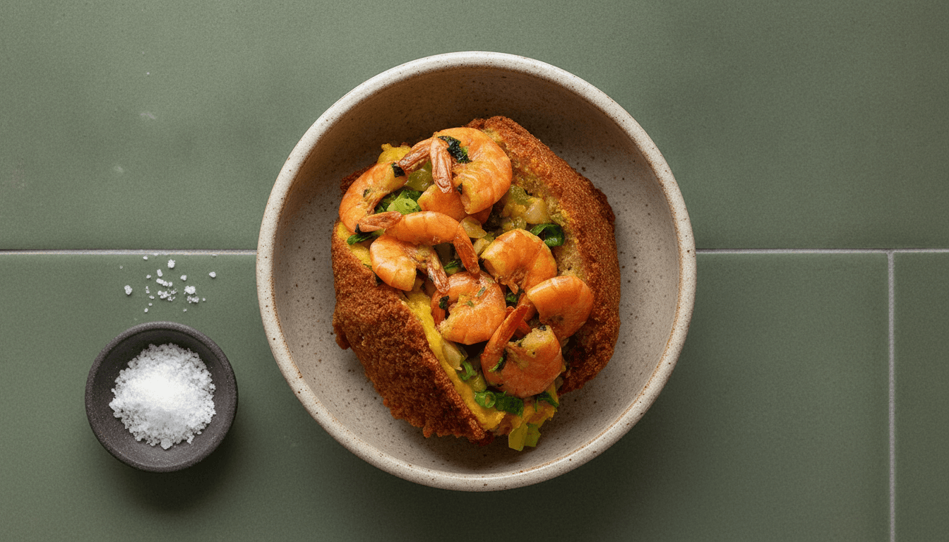 Acaraje black-eyed pea fritters with shrimp filling