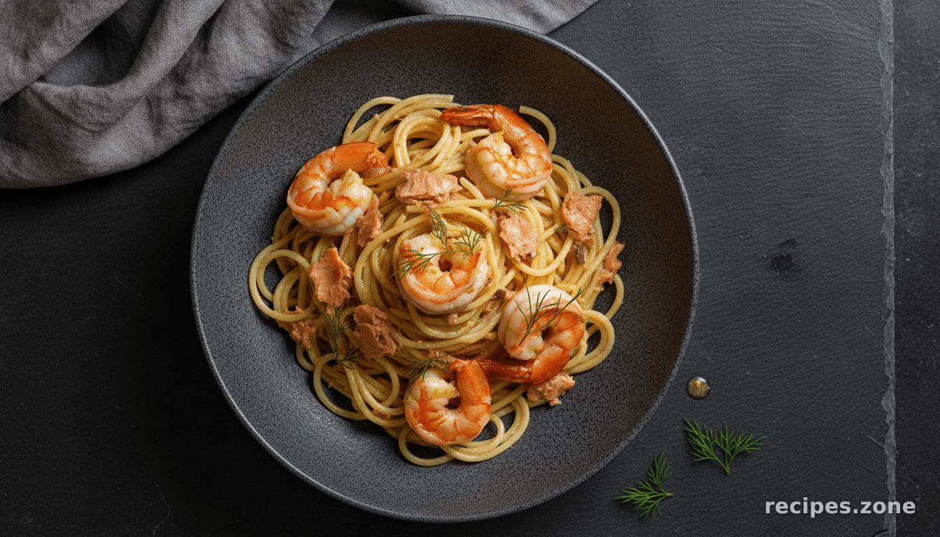 Spaghetti With Smoked Salmon and Prawns