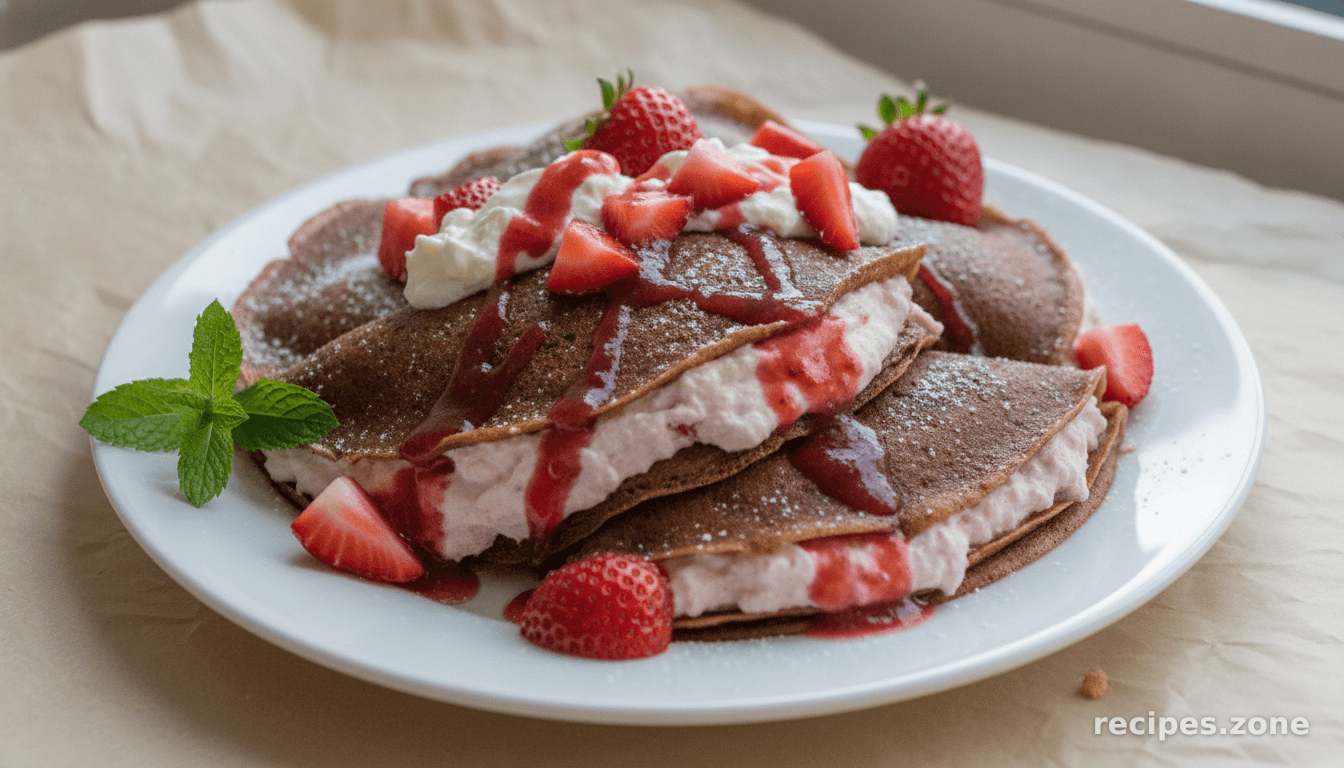 Strawberry Cheesecake Chocolate Crepes