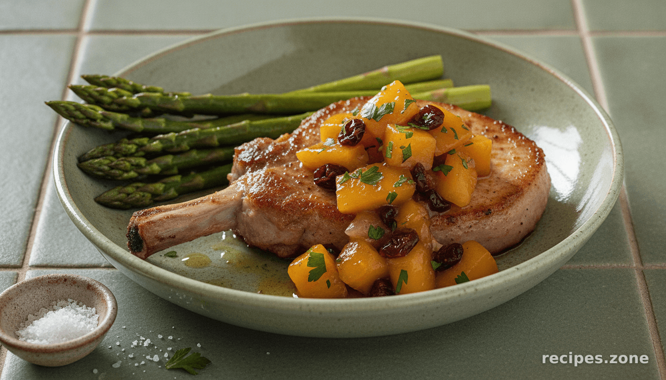 Pan Seared Pork Chops with Mango Chutney