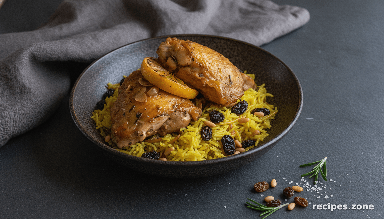 Chicken with saffron, raisins & pine nuts
