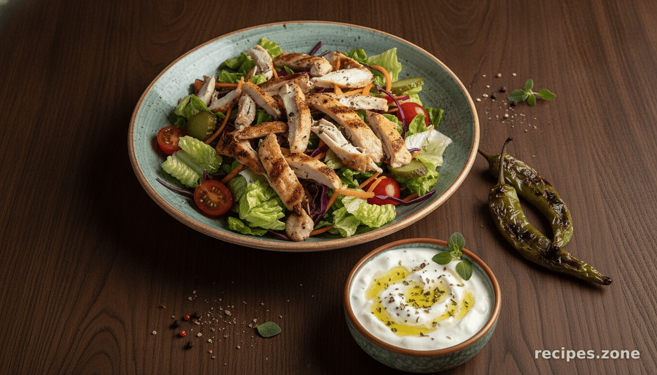 Turkish Chicken Salad with Home-made Cacik Yogurt Sauce