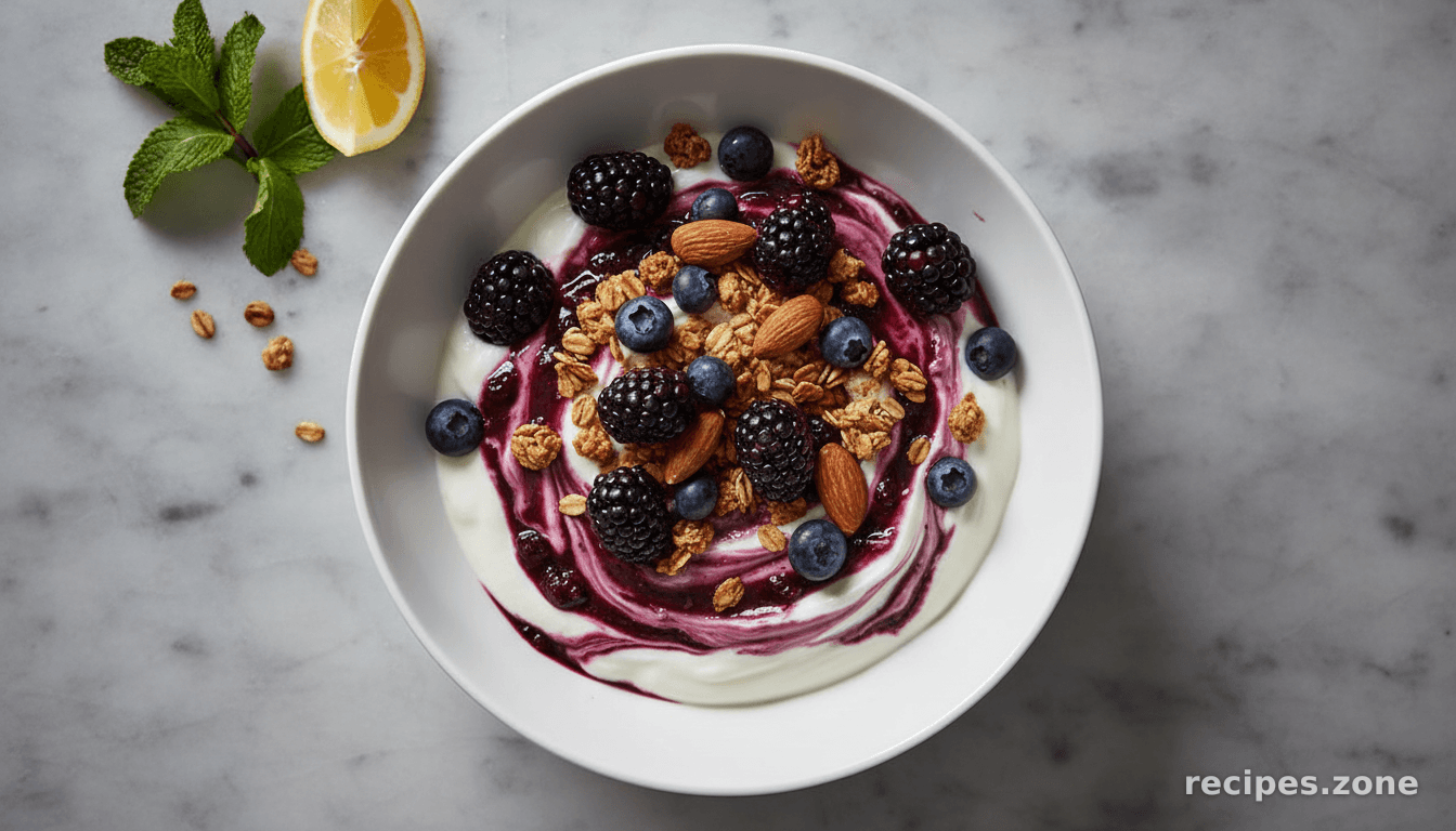 Mixed Berry Yogurt with Almonds