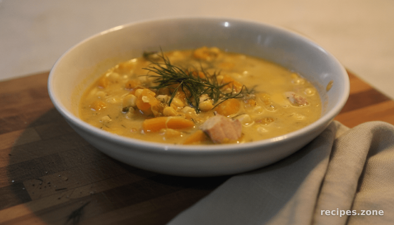 Salmon Butternut Squash Corn Chowder