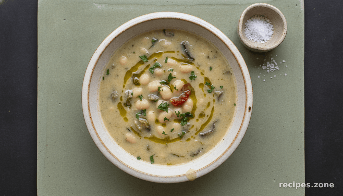 Creamy aubergine and cannellini soup