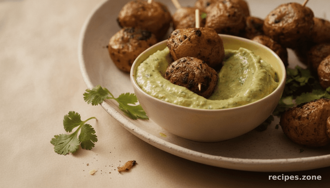 Avocado dip with new potatoes