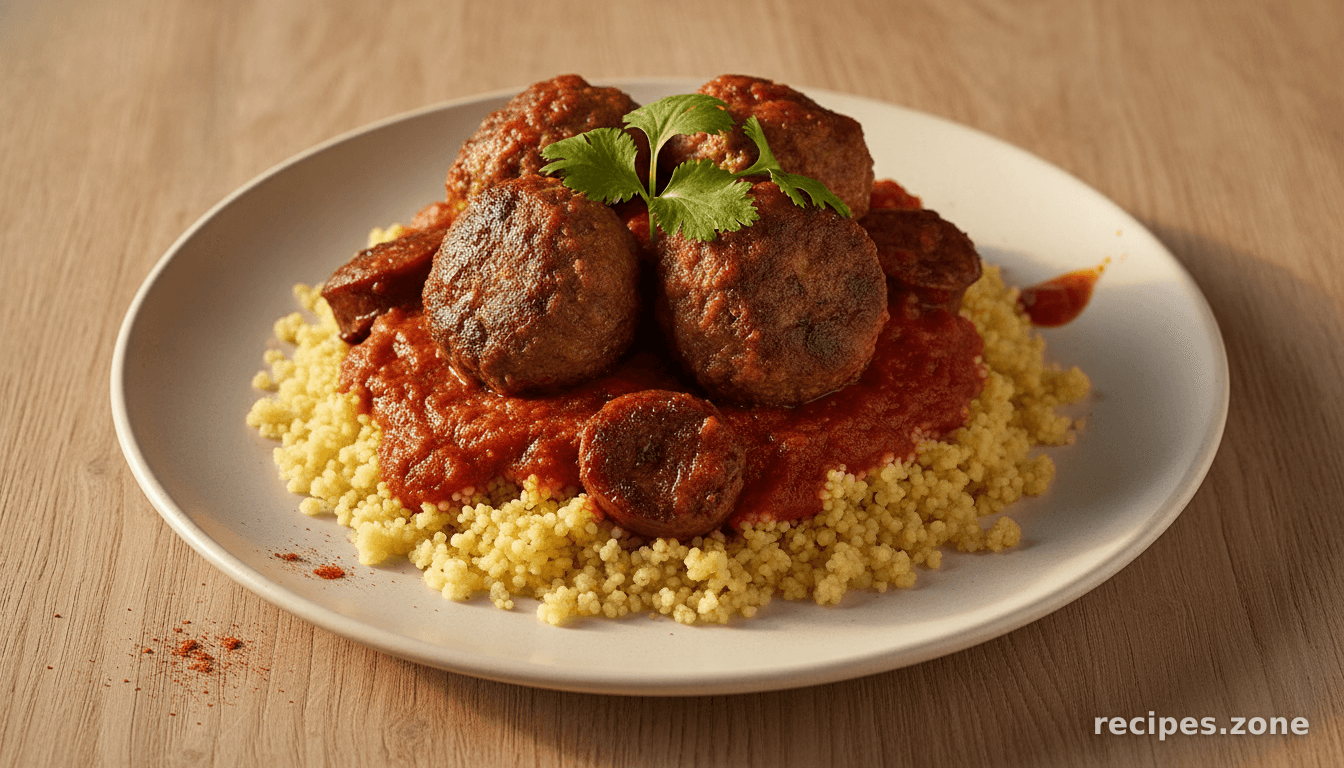 Moroccan kofte and sausage stew