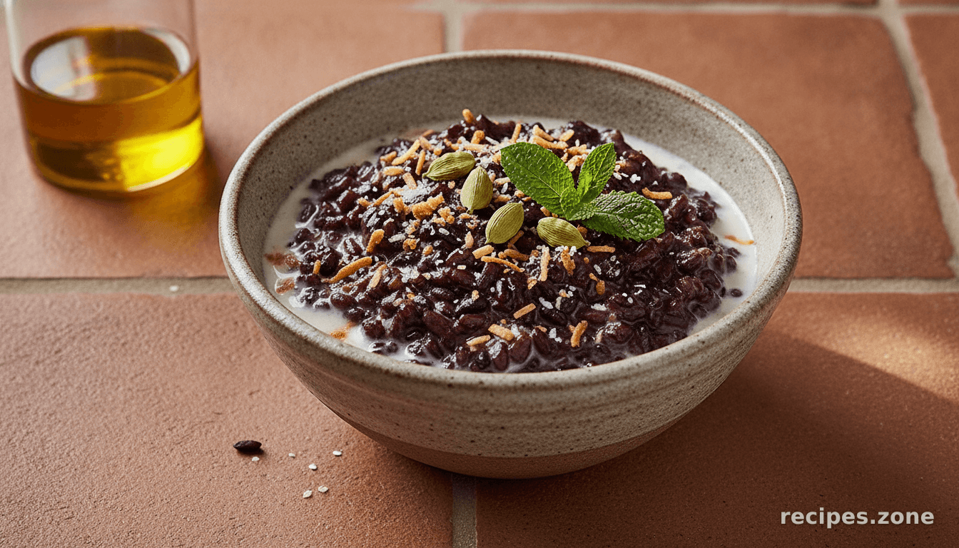 Cardamon Infused Black Rice Pudding with Coconut Milk