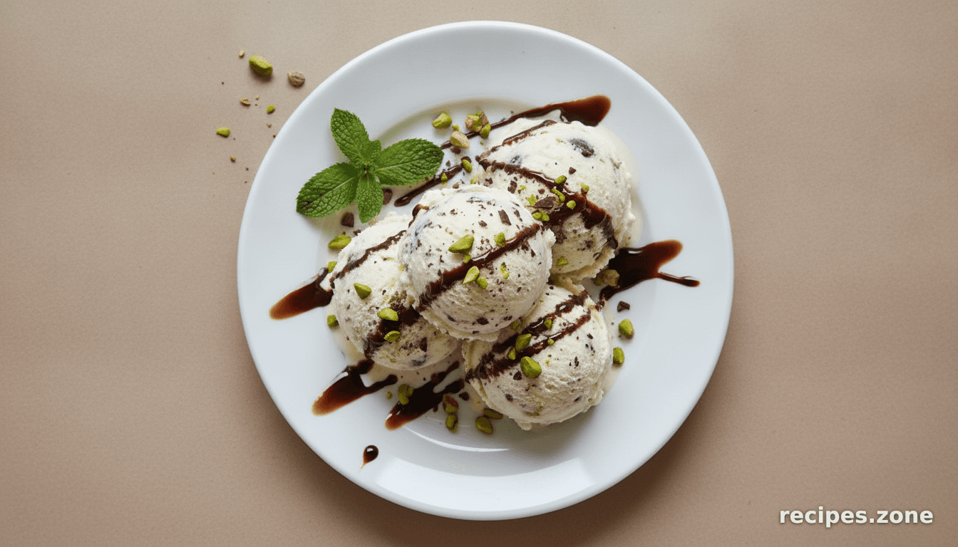 Cannoli Ice Cream w. Pistachios & Dark Chocolate