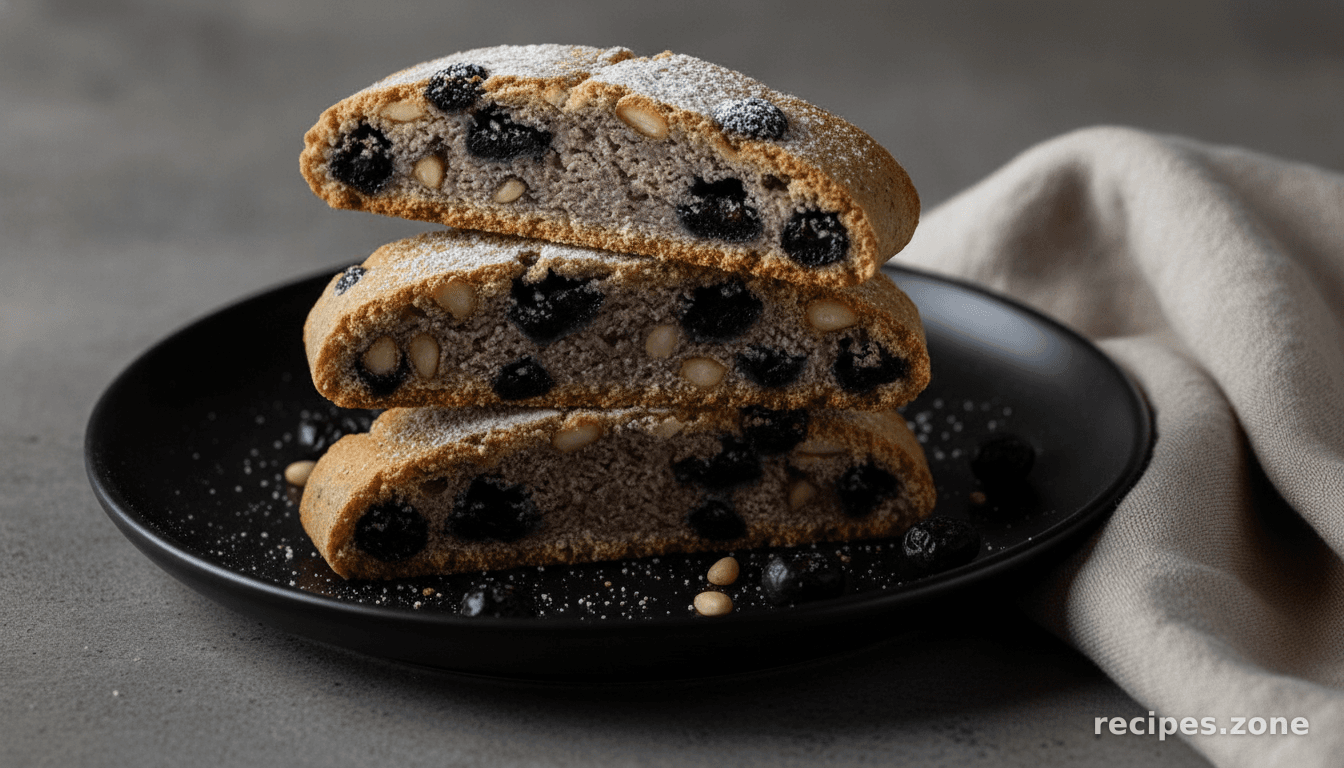 Blue Cornmeal Dried Blueberry and Pinon Nut Biscotti