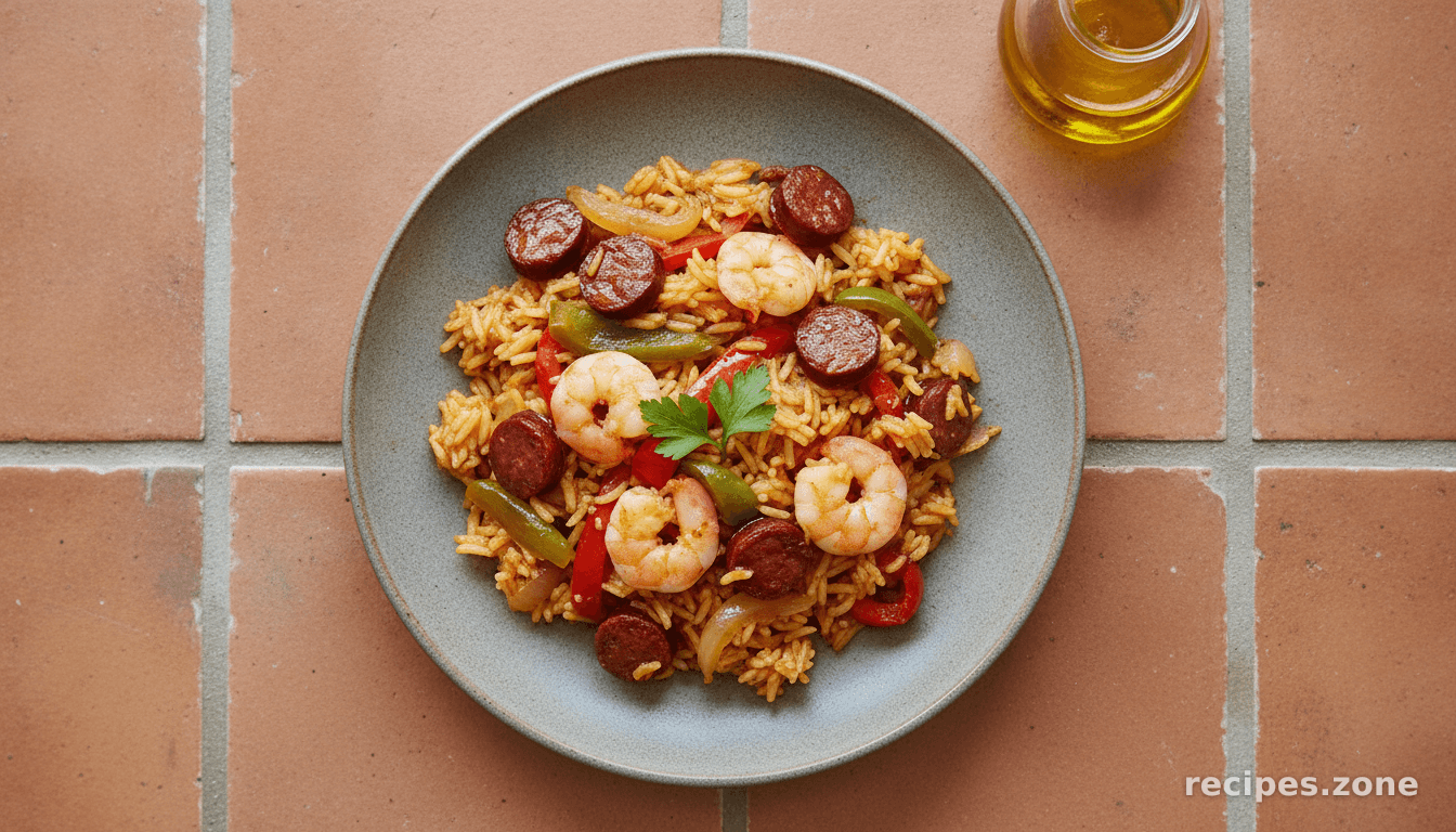 Spanish rice & prawn one-pot