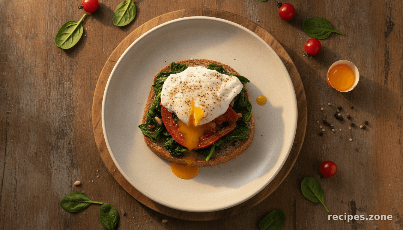 Poached Egg With Spinach and Tomato