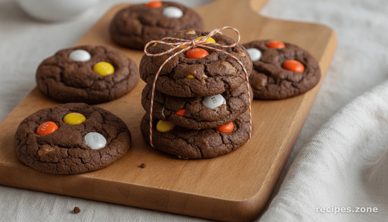 White Chocolate Candy Corn M&M Brownie Cookies