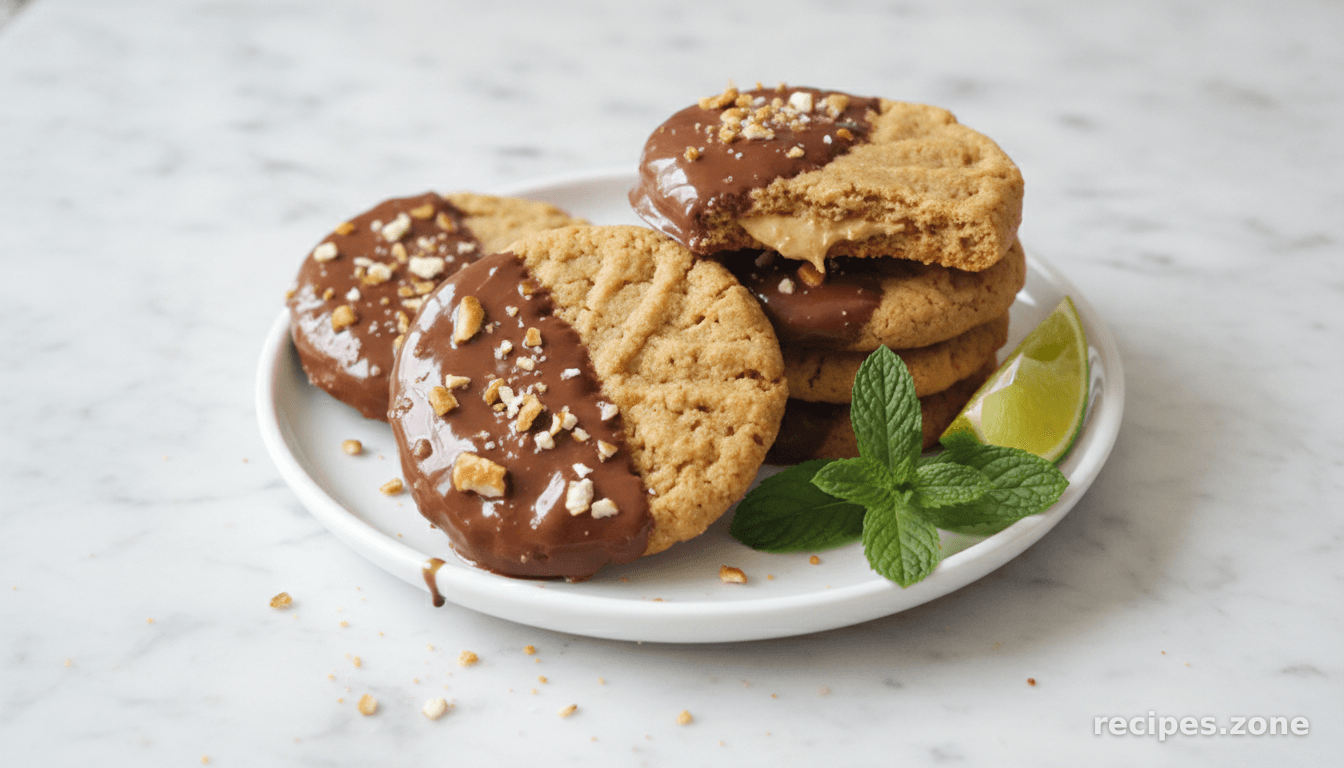 Chocolate-Dipped Peanut Butter Cookies w. Pretzels