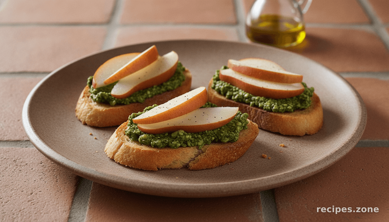 Pear and Pesto Crostini