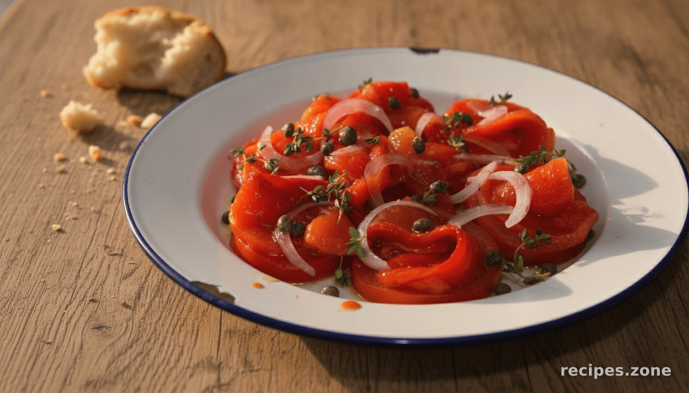 Roasted red peppers and tomatoes salad