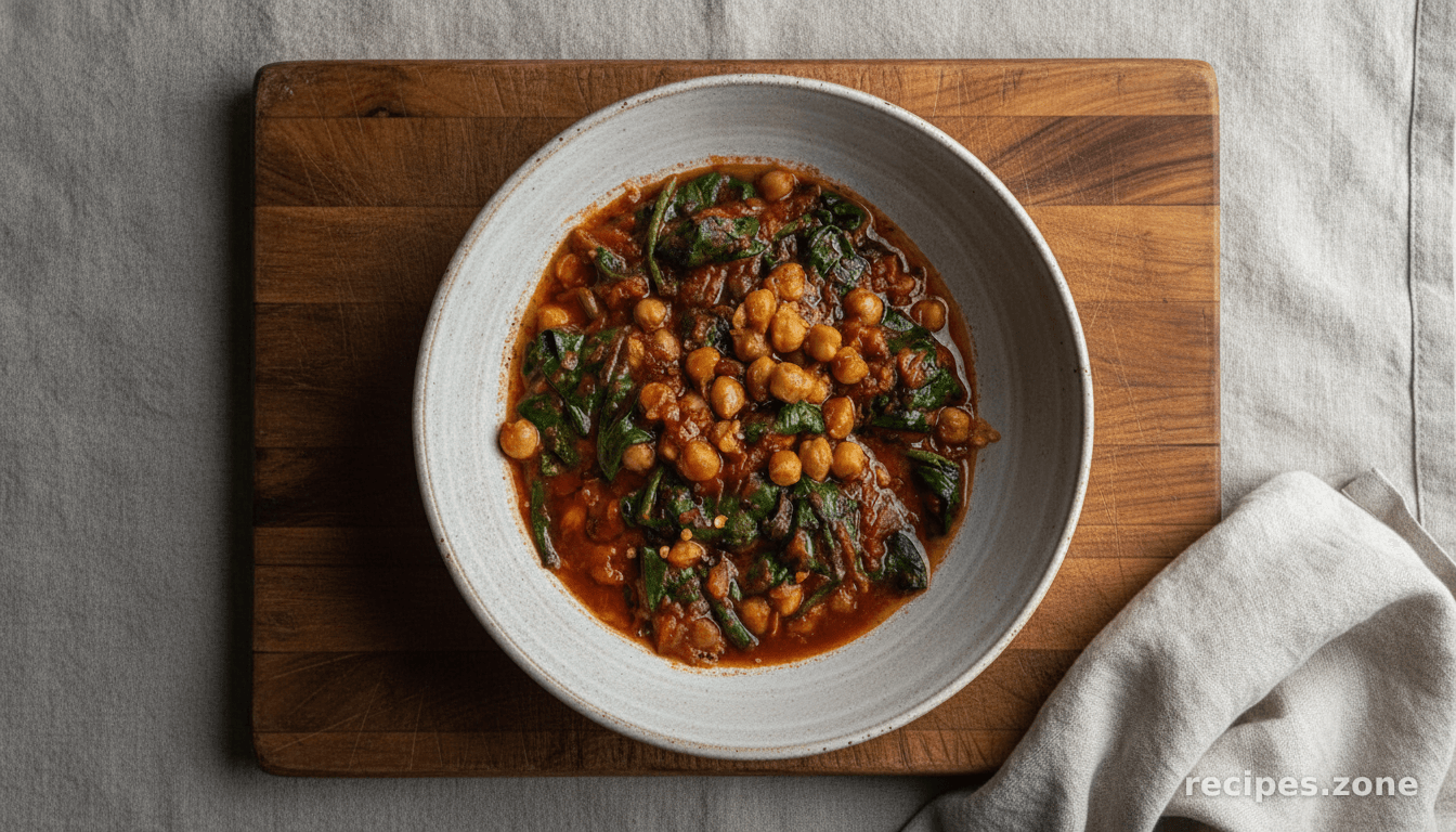 Chickpea, chorizo & spinach stew
