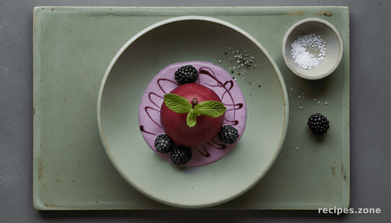 Poached Pears With Blackberry Honey Crème Fraiche