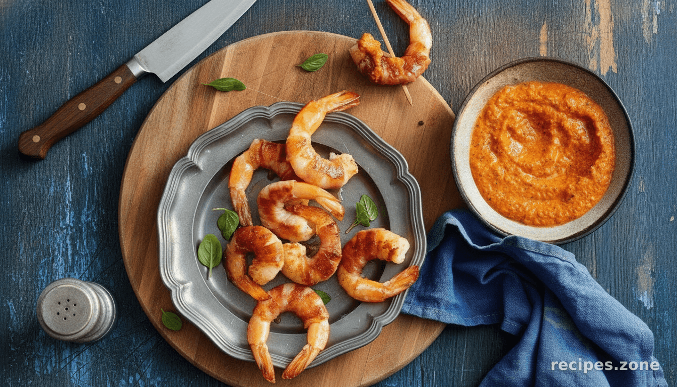 Prawns with Romesco sauce