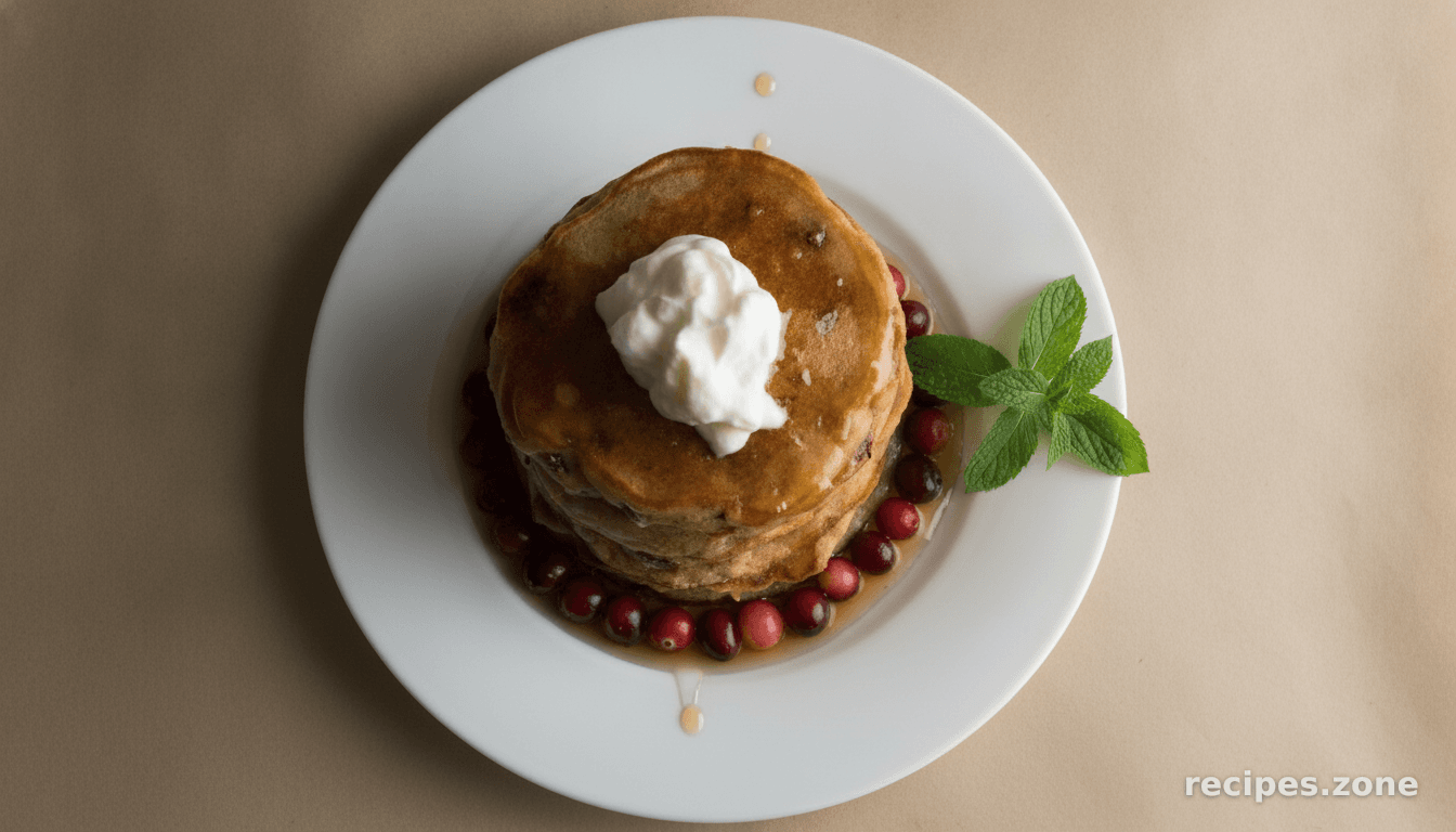 Caramelized cranberries coconut pancakes