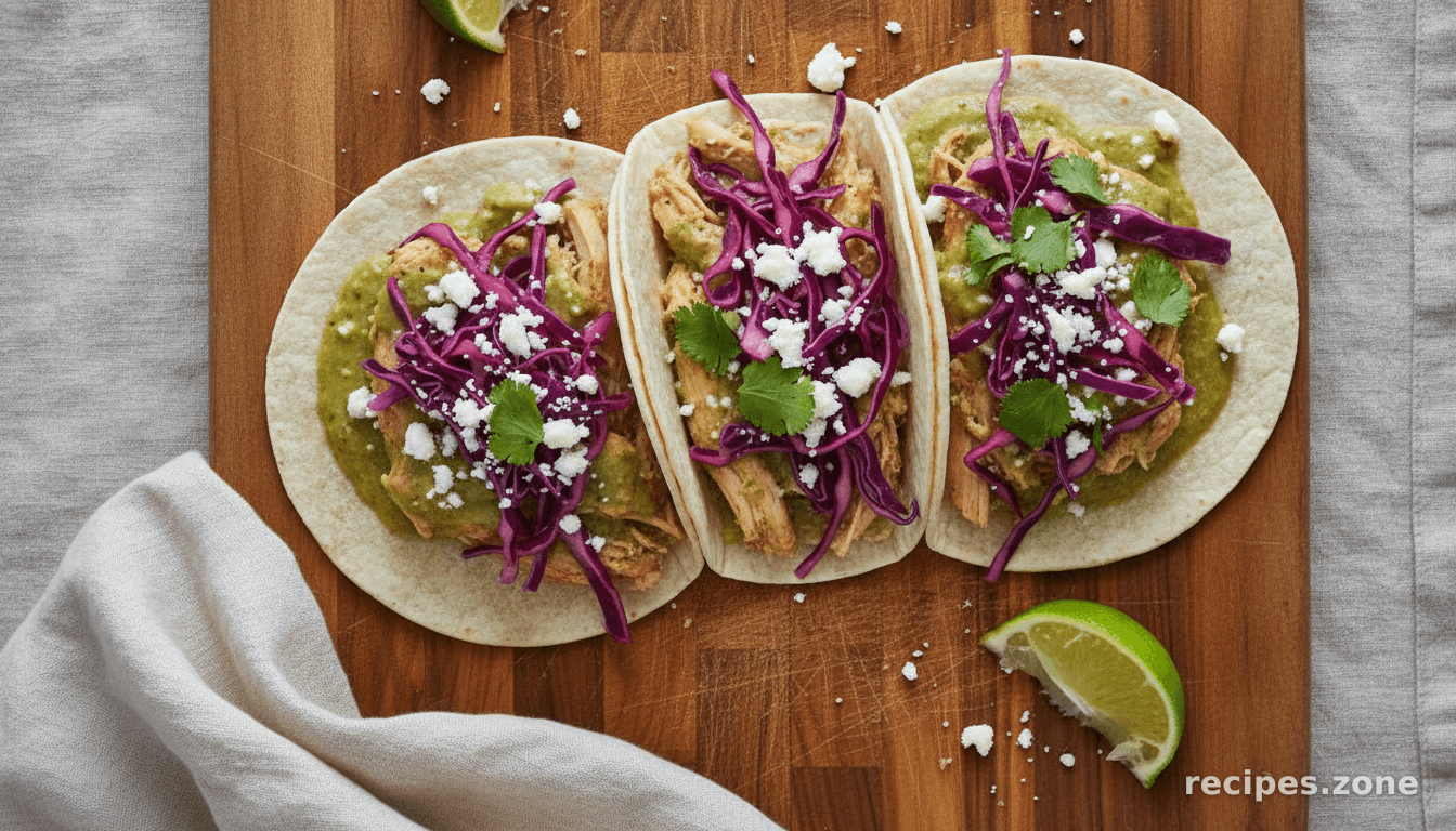 Slow Cooker Salsa Verde Chicken Tacos