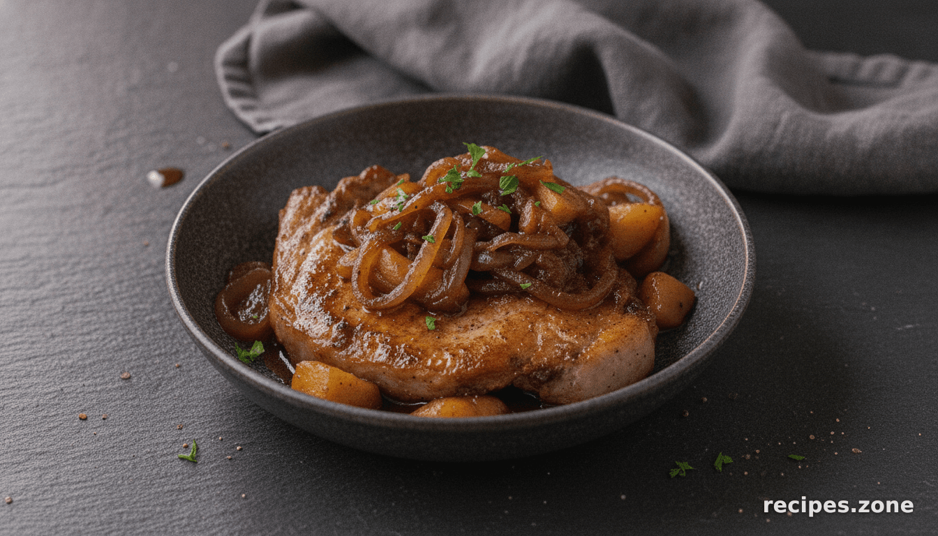 Pork chops with apples and onions