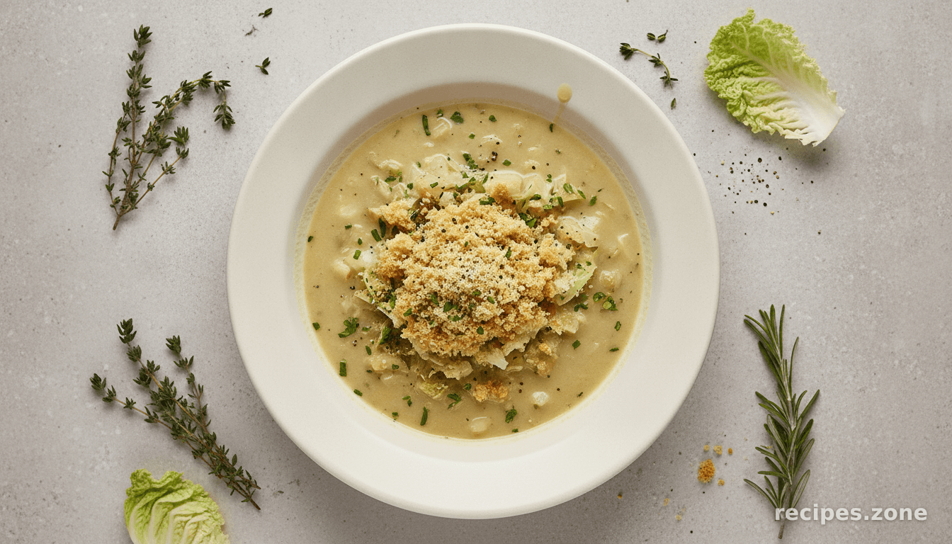 Savoy Cabbage and Celery Root Soup with Leek Confit