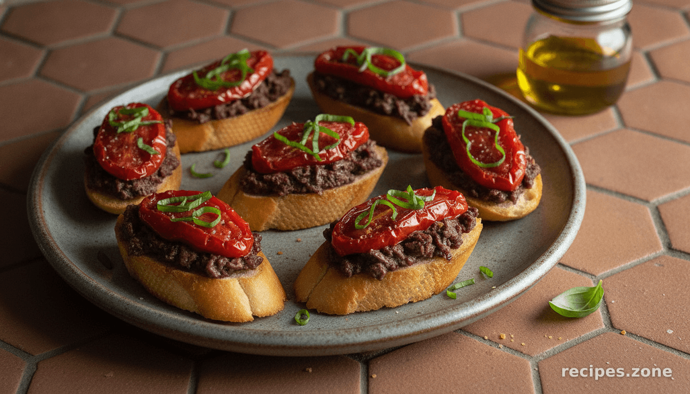Roasted Tomato Crostini with Olive Tapenade