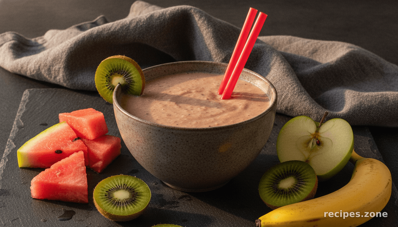 Watermelon, Kiwi, Apple and Frozen Banana Smoothie