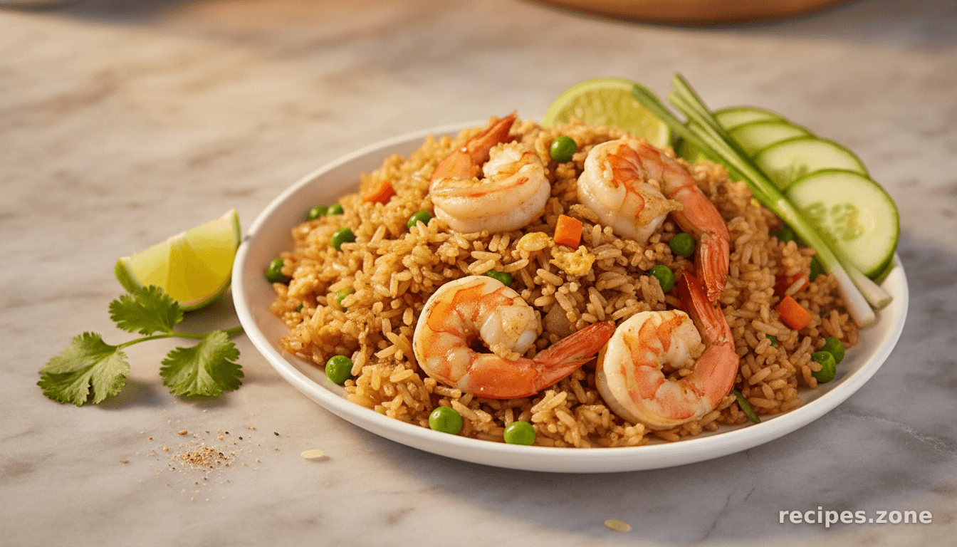 Thai fried rice with prawns & peas