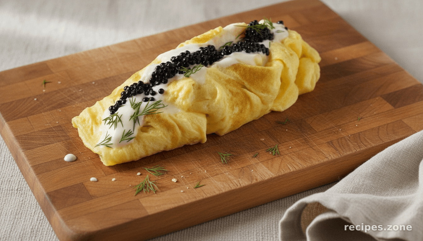 Duck Egg Omelette With Caviar and Sour Cream