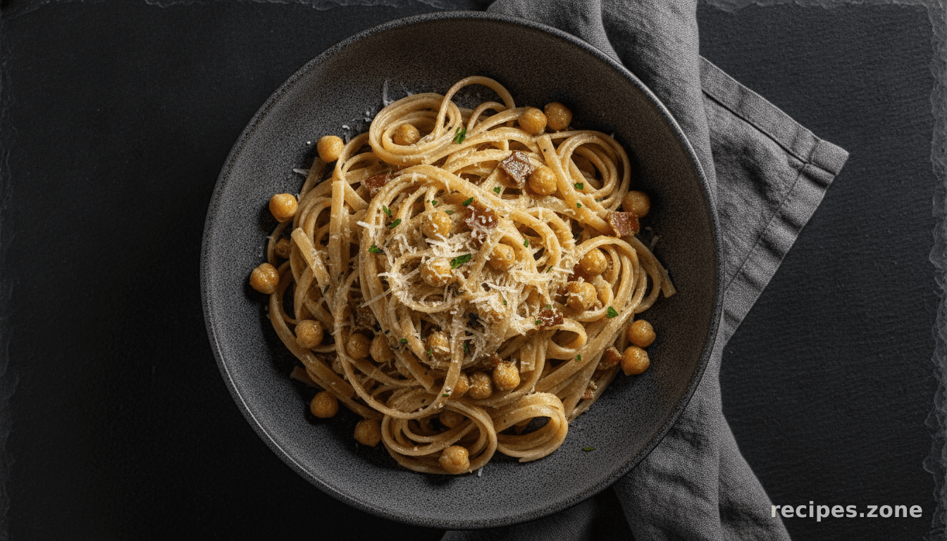 Linguine With Chick Peas and Bacon
