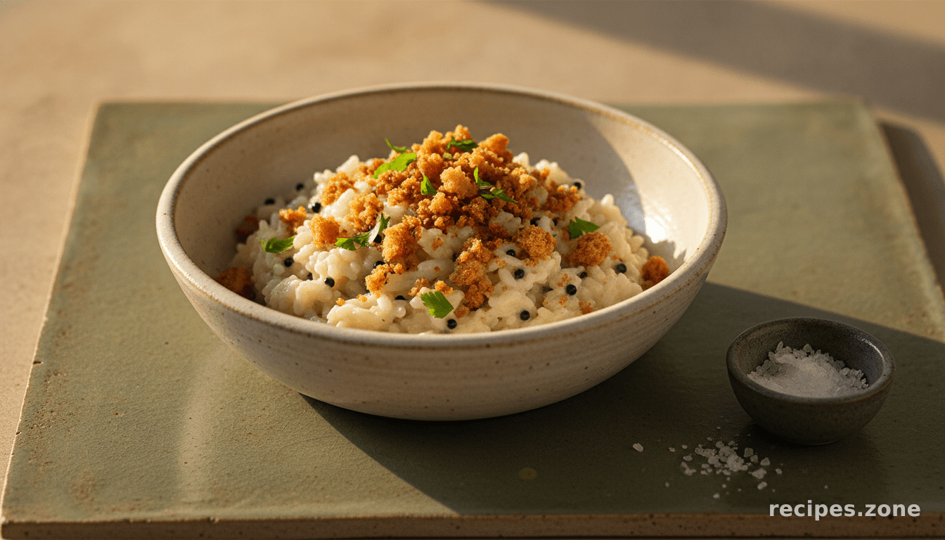 Lemon and Arënkha Msc Risotto With Anchovy-Fried Crumbs