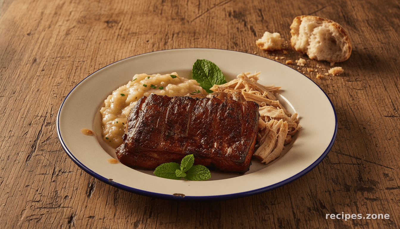 Slow Cooker Pork Loin With Thyme Apple Sauce and Mint Leaf